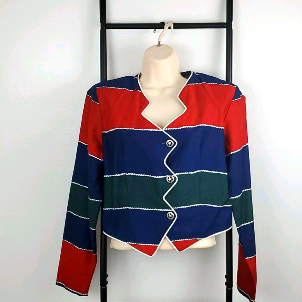 Vintage Roughrider Circle western blouse buttons up long sleeve v-neck women